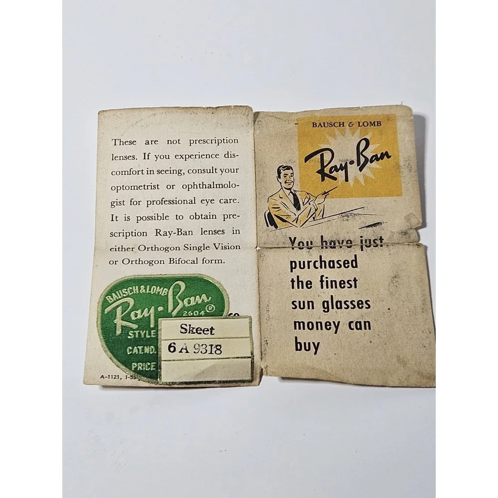 1959 Vtg B&L Ray Ban Outdoorsman Sunglasses 58mm G15 Case Paperwork Provenance